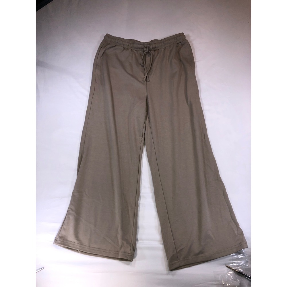 Taupe Wide Leg Drawstring Lounge Pants Large AW26XC01_LS1722